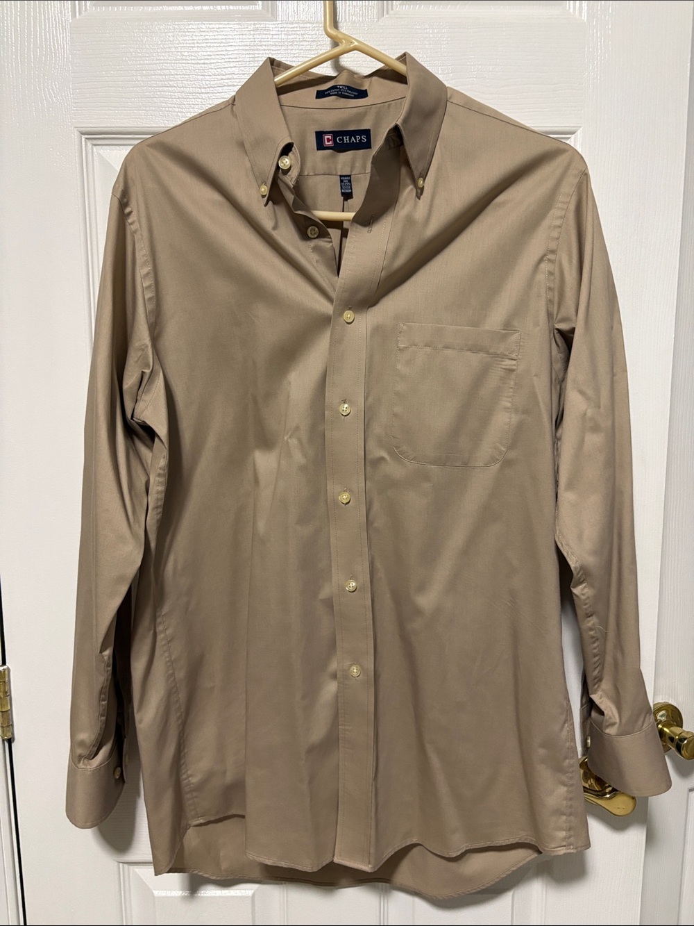 Chaps Men's Khaki Button-Down Dress Shirt